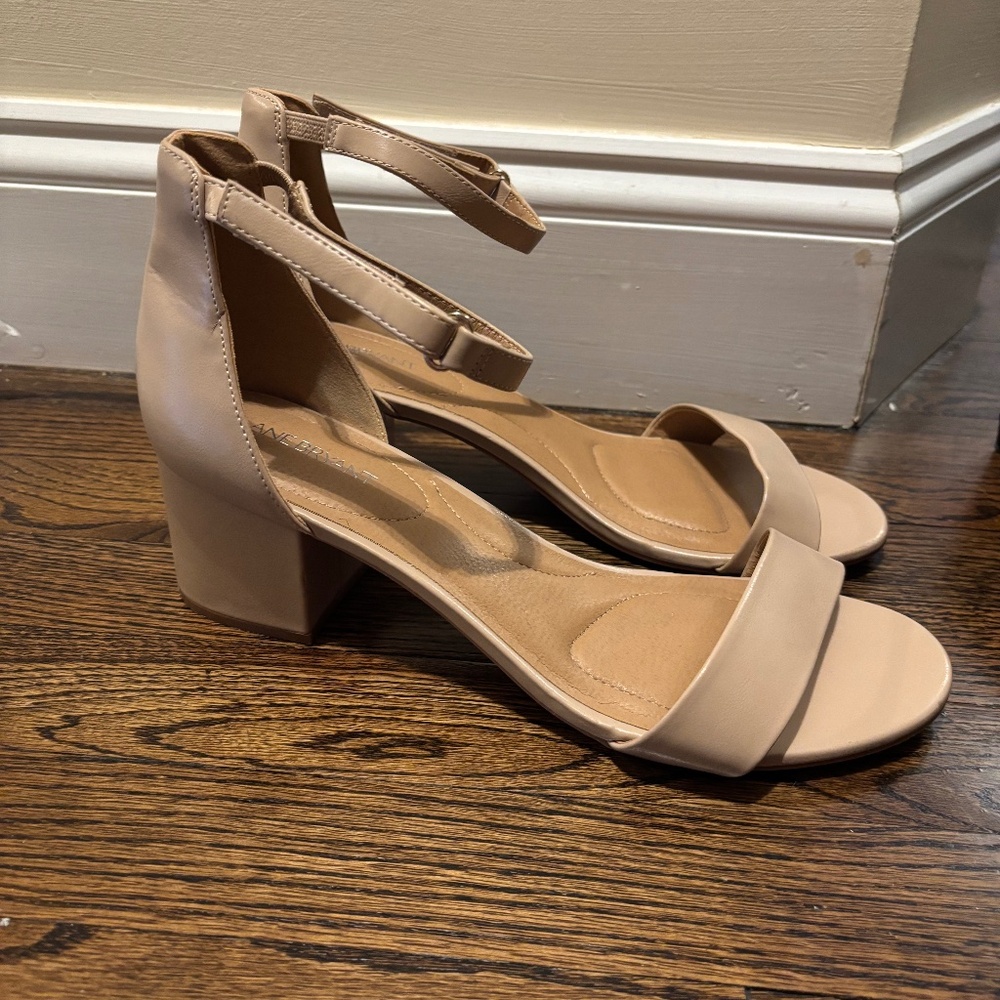 Lane Bryant Dream Cloud Ankle Tan Strap Block-Heel - Size 12W